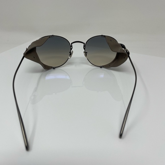Oliver Peoples x Brunello Cucinelli Cesarino L brown leather sunglasses round - Picture 5 of 12